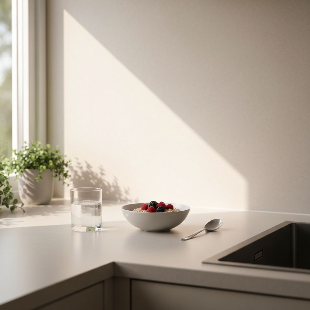 Morning breakfast setup in a modern kitchen representing daily meal routines