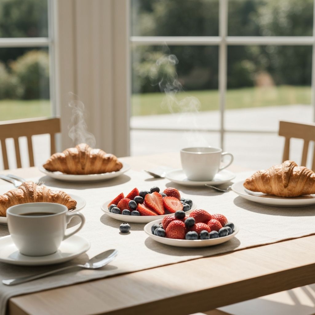 Leisurely brunch table setting representing weekend eating patterns